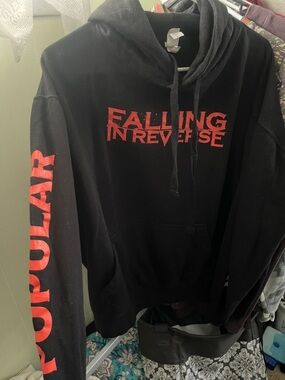 Black Hoodie with Red 'Falling in Reverse' Graphic - Unbranded